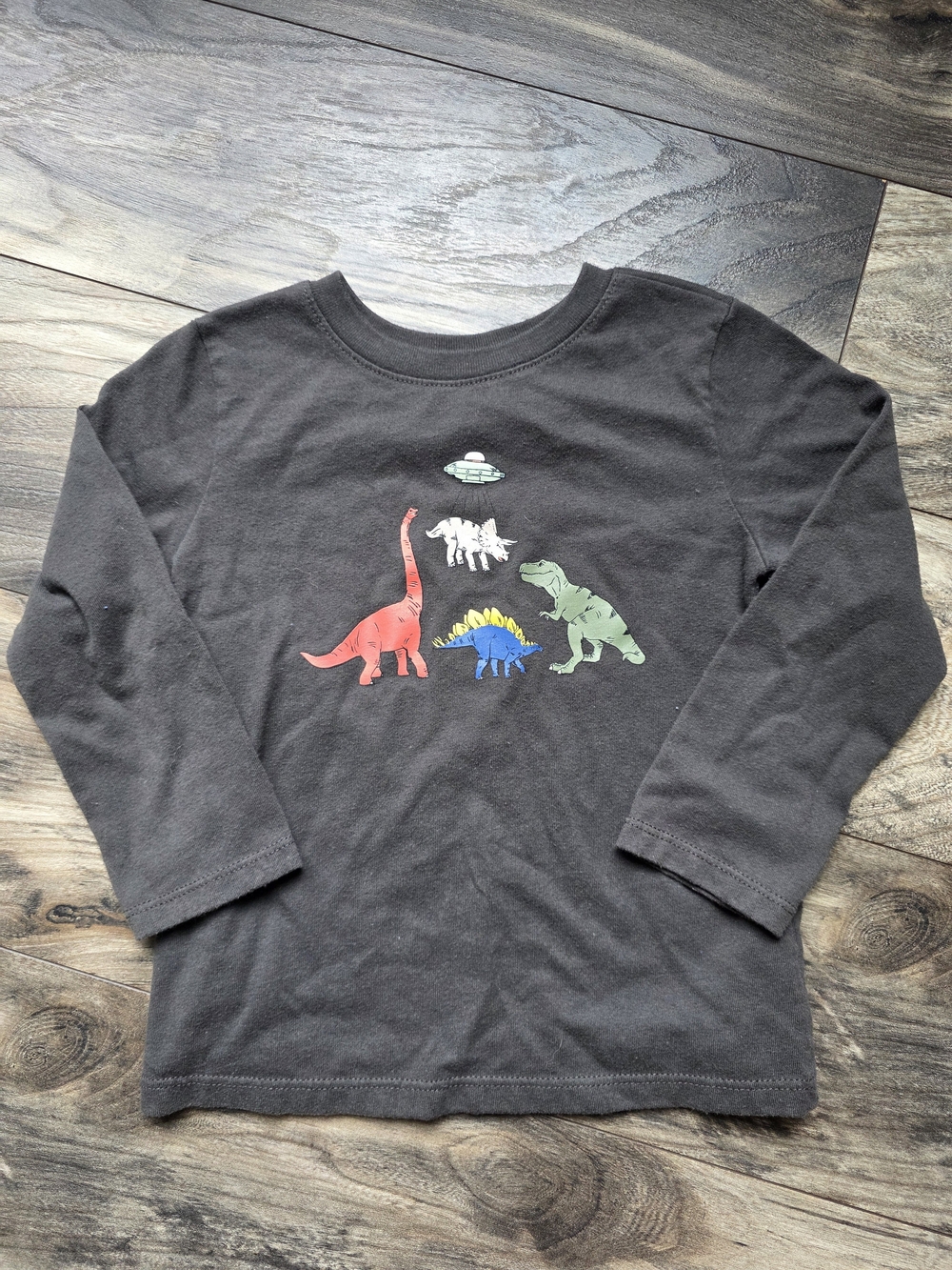 Garanimals Black Long-Sleeve Tee with Colorful Dinosaur Print